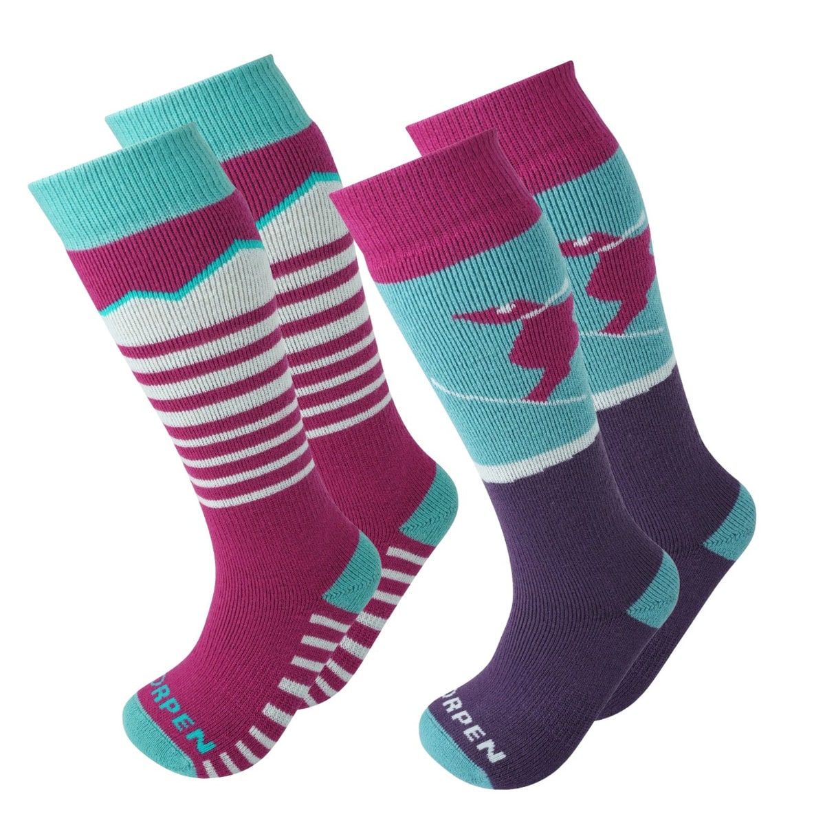 Lorpen - Twin Pack - Kids Merino Ski Socks (Pink)