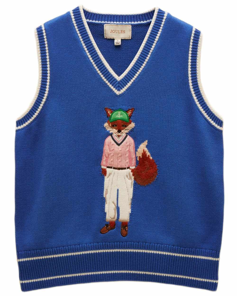 Joules Womens Jonty Fox Intarsia Knitted Cotton Vest