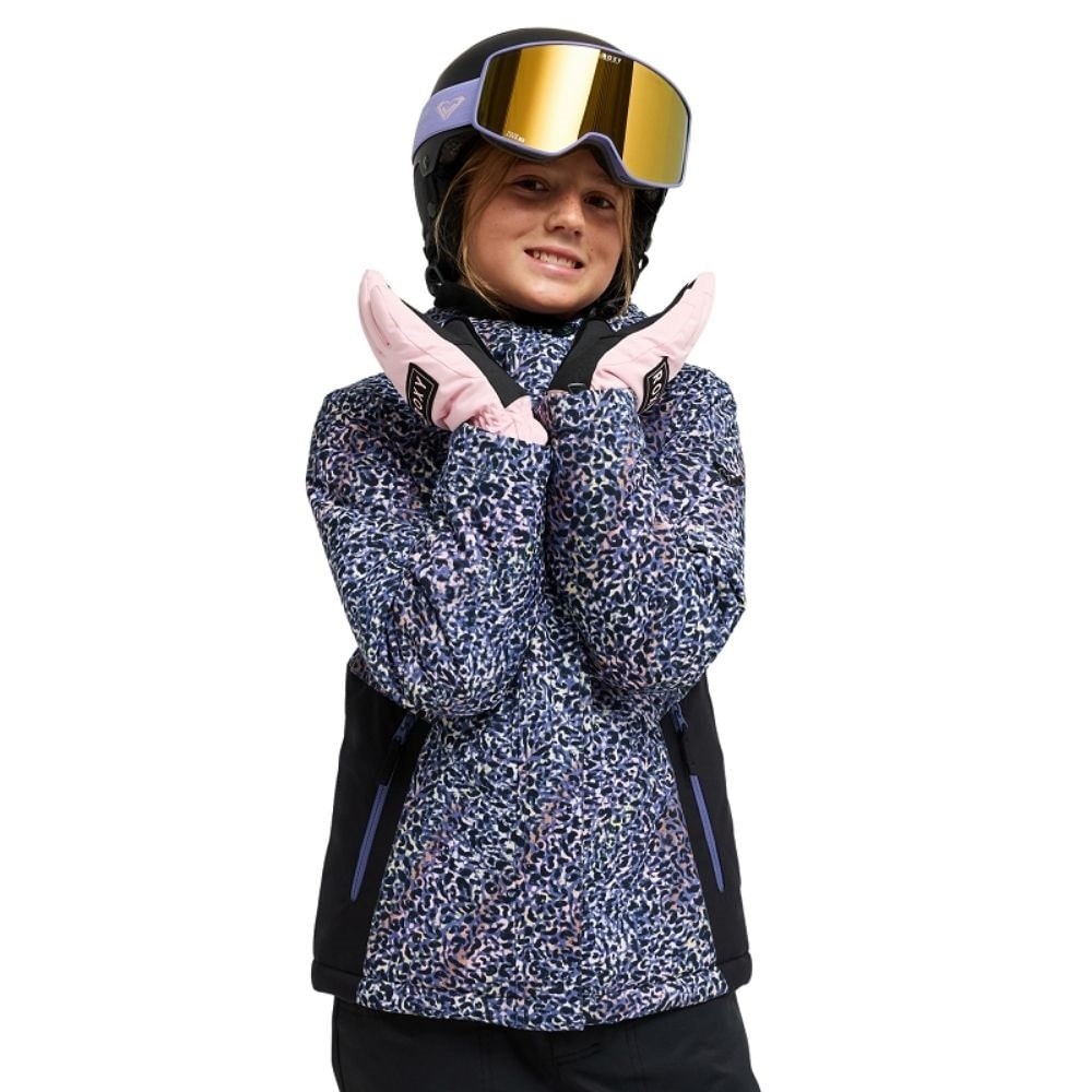 Roxy Snowflare Girls Ski Jacket - True Black Wildin Out