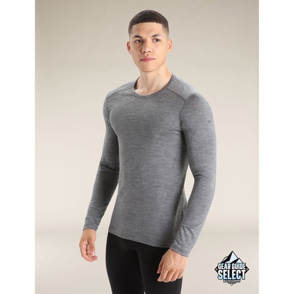 Icebreaker Men's Merino 200 Oasis Long Sleeve Crewe Thermal Top - Gritstone Heather