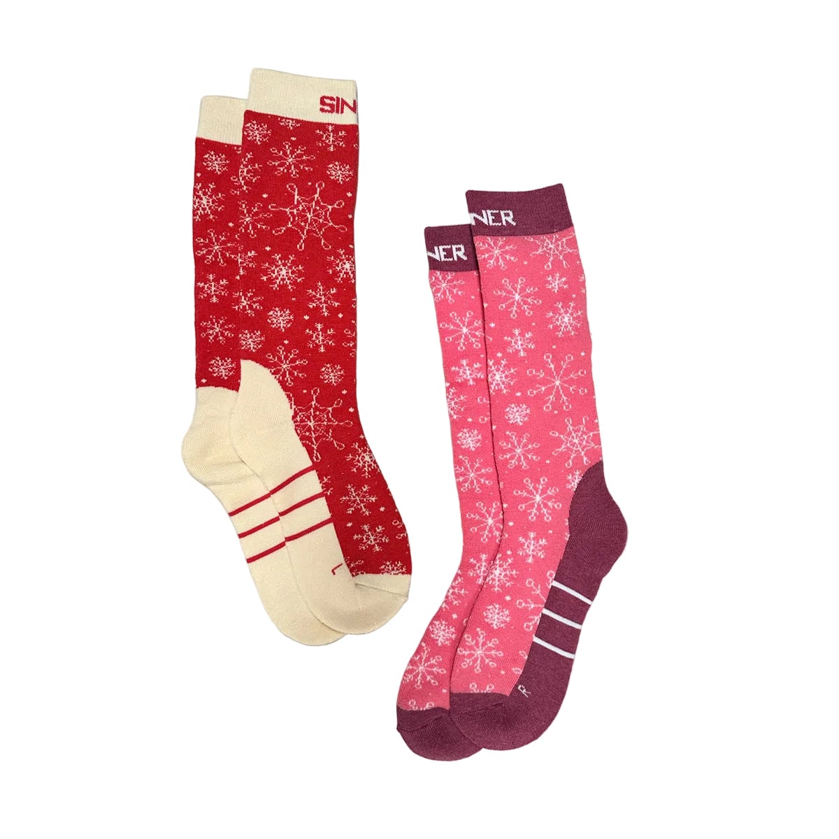 Sinner Kids Ski Socks - Twin Pack (Coral Pink)